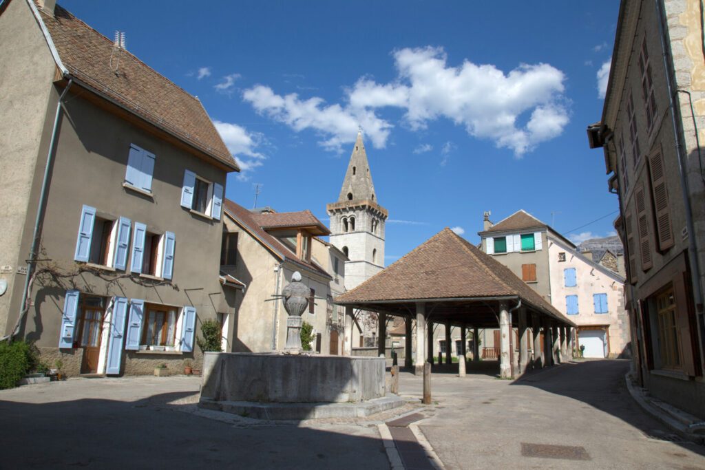 Market Square in the Town of Mens in the Department of Isère, Region of Auvergne-Rhone-Alpes, France