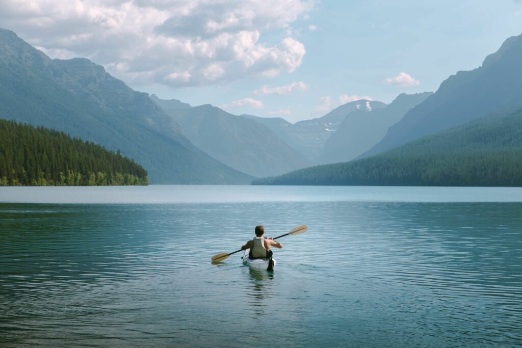 Kayaker in Mountains