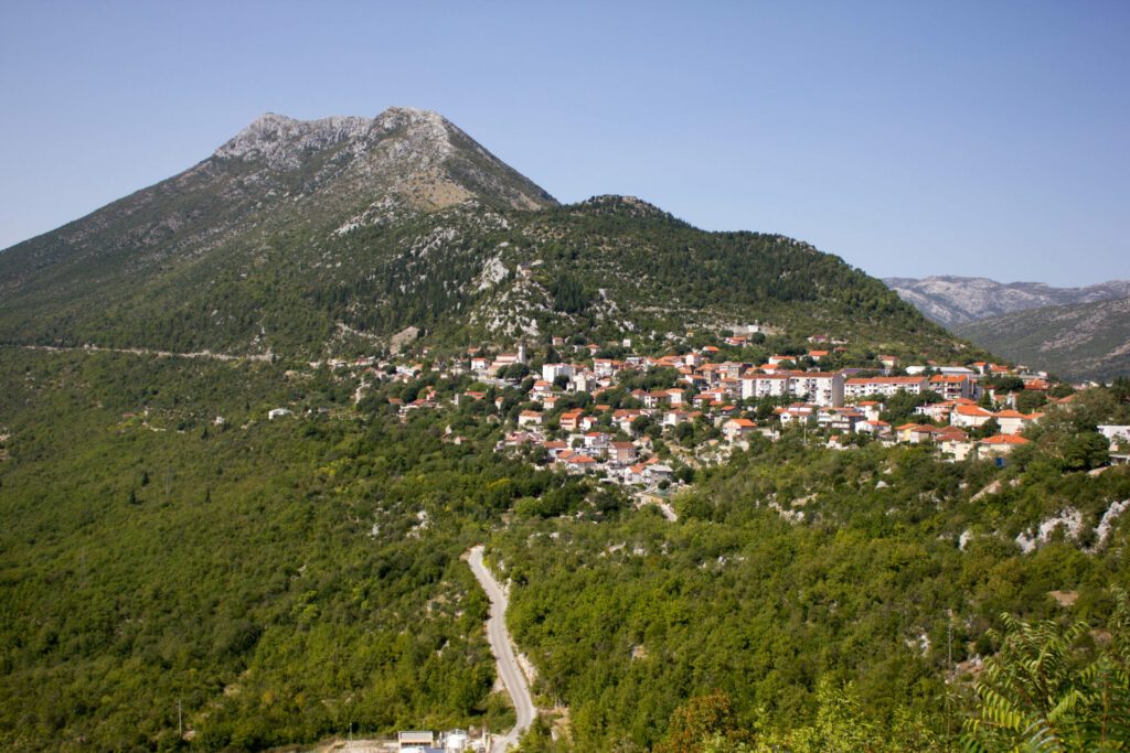 view on town called vrgorac from opposite mountain, Croatia, Europe