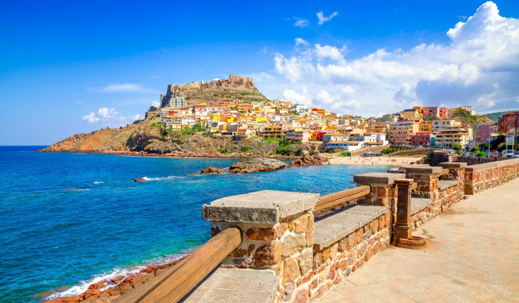 View of Castelsardo town, Sardinia, Sassari, Italy. Beautiful cityscape of Castelsardo in summer on the Sardinia. Castelsardo is famous travel destination of Sardinia, Italy. Sardinia island