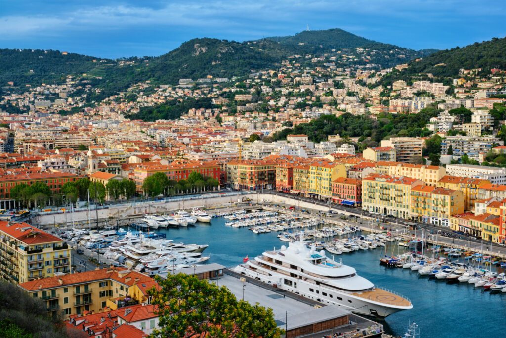 View of Old Port of Nice with yachts, France