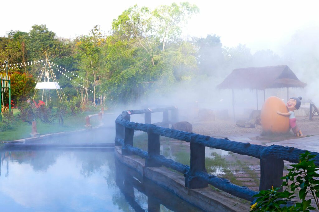 Hot springs beautiful with fog