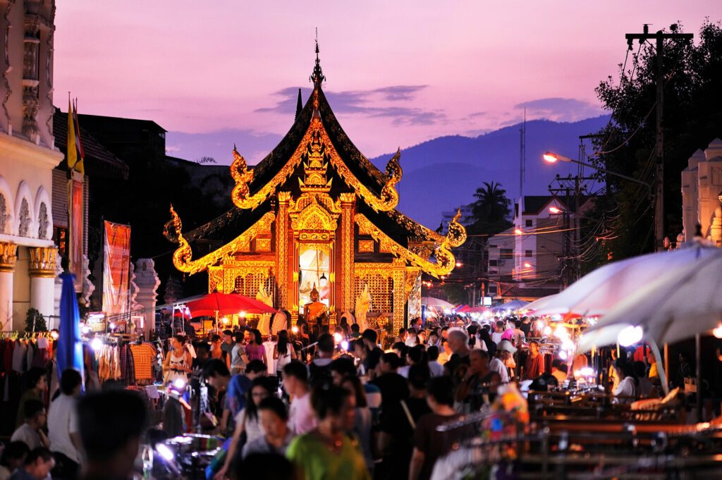 Sunday market walking street at Chiang Mai, Thailand.