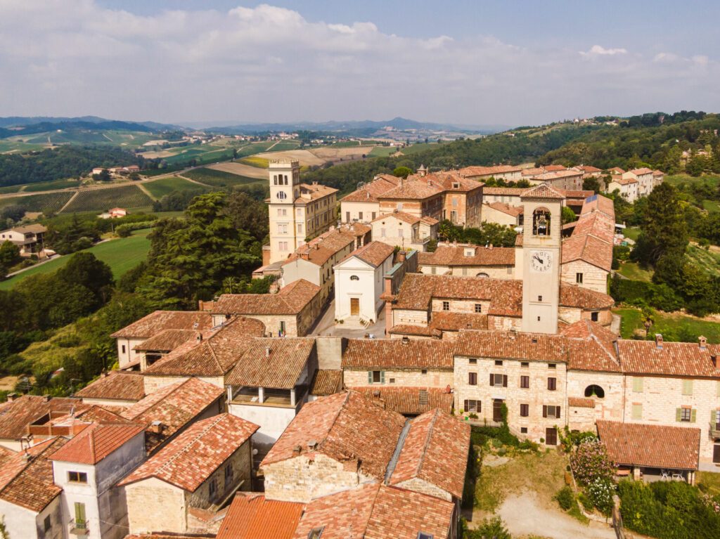 Aerial view of Cella Monte Monferrato, unesco world heritage