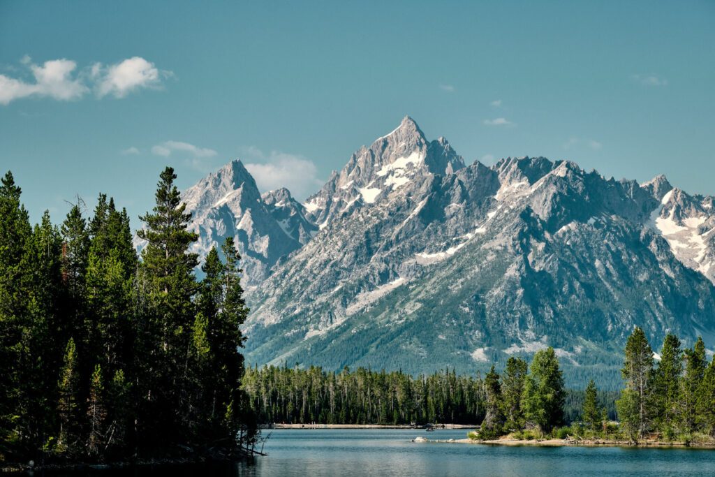 Scenic view of the Jackson Lake in Grand Teton National Park, Wyoming USA