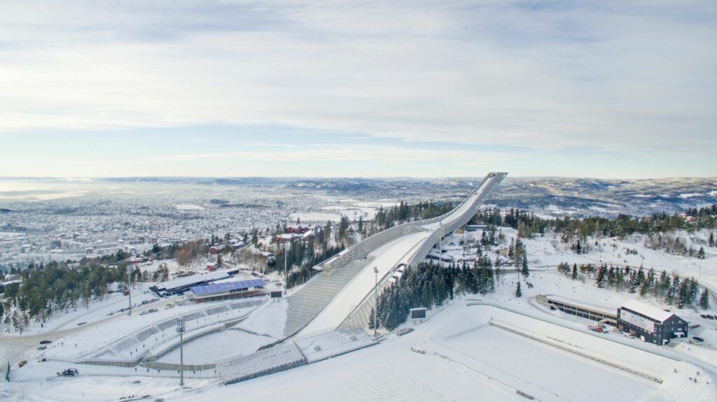 Holmenkollen ski jump at winter