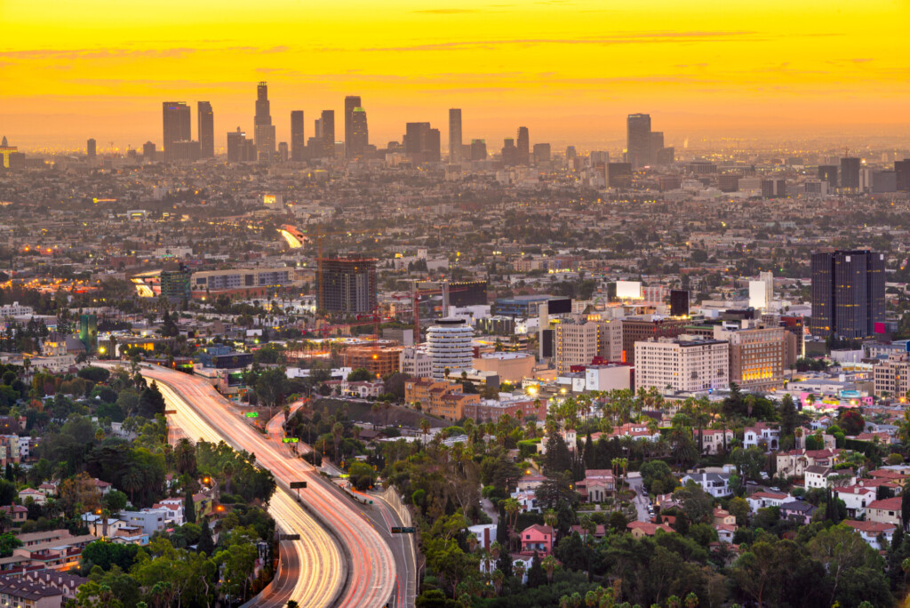 Vue sur Los Angeles depuis Mulholland Drive Scenic Overlook