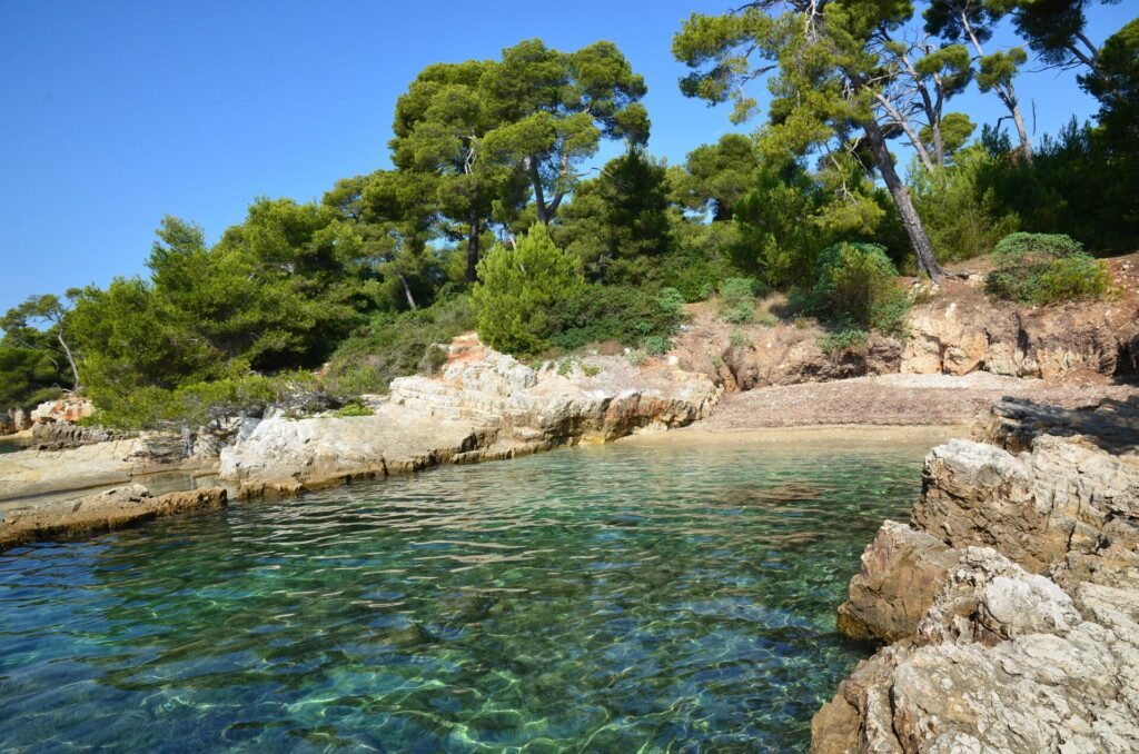 crique et plage de l'île Sainte Marguerite (îles de Lérins - Cannes)