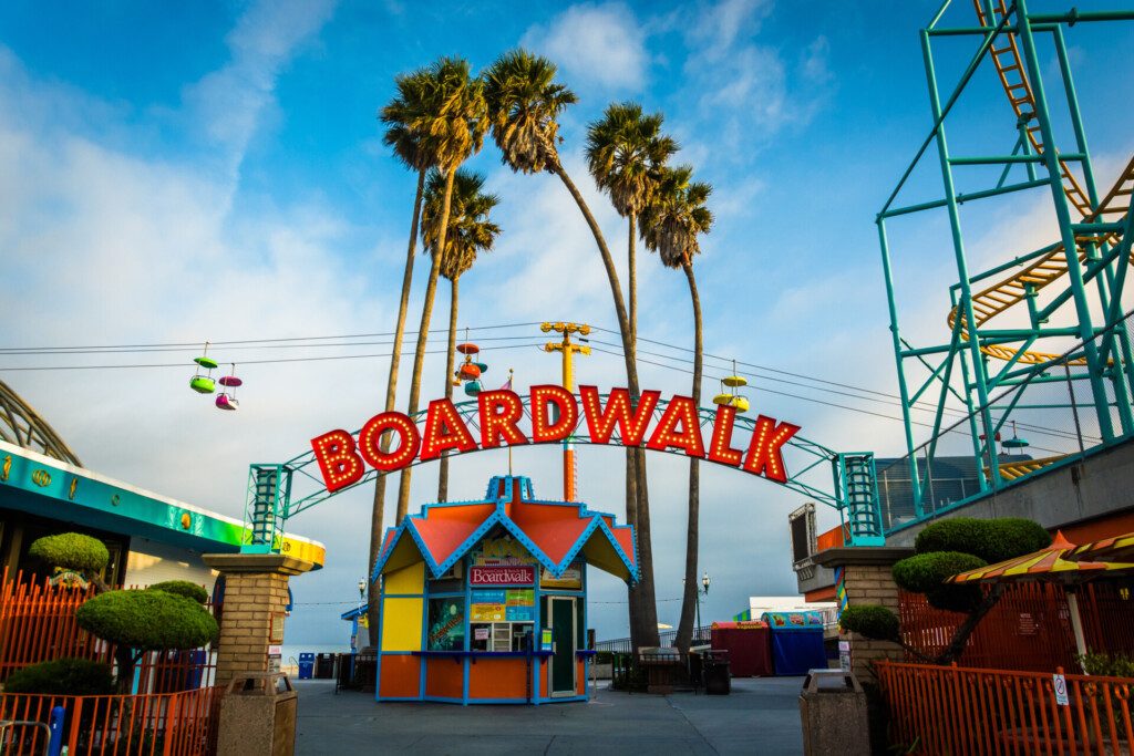 Entrée du Boardwalk à Santa Cruz, en Californie