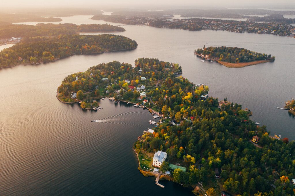 Autour de Stockholm - vue aérienne de l'archipel de Stockholm