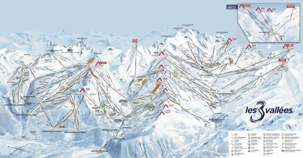 Plan du domaine skiable Les 3 Vallées