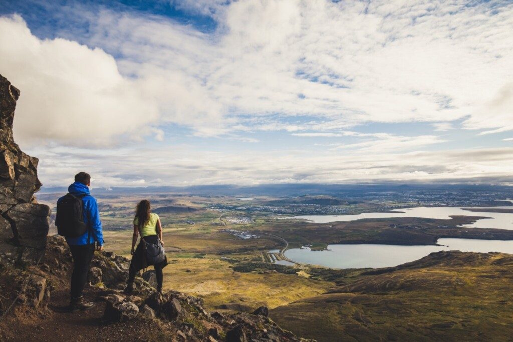 Sur la montagne Esja avec vue sur Reykjavik