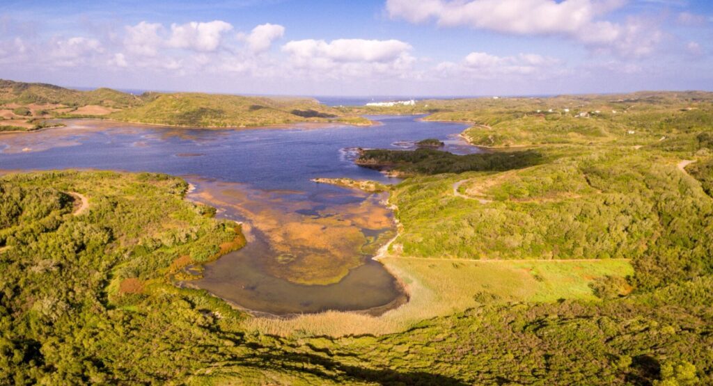 vue aérienne sur le parc naturel de S'Albufera des Grau, Minorque