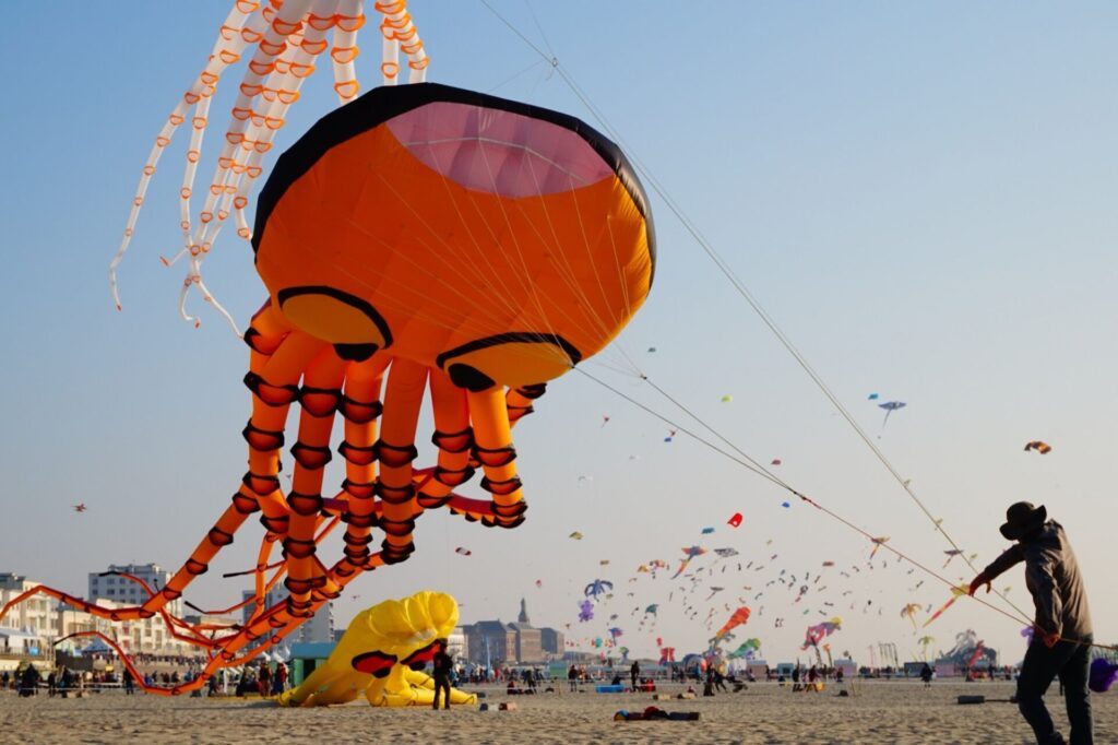 Rencontres Internationales de Cerfs-Volants sur la plage de Berck-sur-Mer dans le Nord de la France